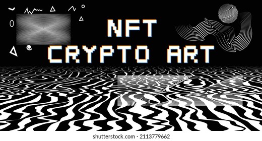 Nft . Modern crypto art background . Vector design logo . Abstract contemporary art . 