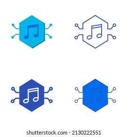 NFT music icon set in flat and line style. Non fungible token and digital art concept. Vector illustration.