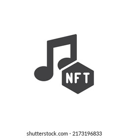 NFT music vector icon. filled flat sign for mobile concept and web design. Non fungible token music glyph icon. Symbol, logo illustration. Vector graphics