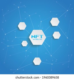 NFT network background with hexagons. Eps 10 vector file.