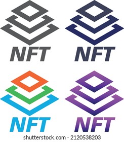 NFT non fingable token 4 icons set
