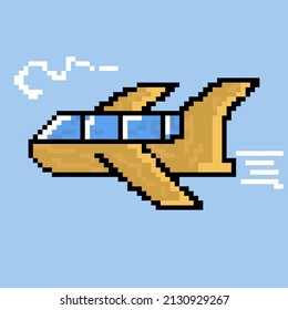 NFT Non Fungible Airplane token with pixel art style.