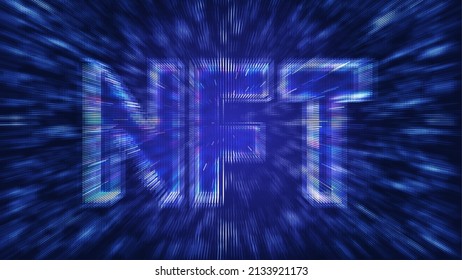 NFT. Non fungible token. NFT abstract background of cryptoart and gaming using blockchain technology. Digital technology concept. Crypto art. Futuristic wallpaper with typography. Vector illustration.
