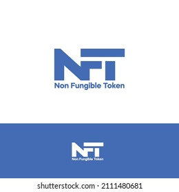 NFT - Non Fungible Token Blue Logo, With NFT Icon.  