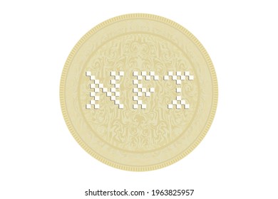 NFT or Non fungible token coin. Vector illustration