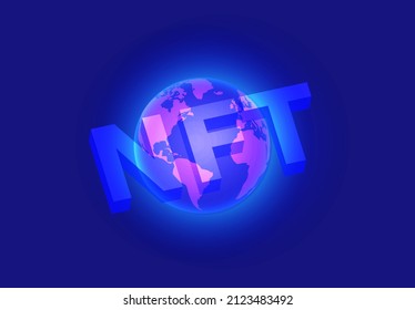 NFT non fungible token. crypto coin for collectible digital art technology vector illustration