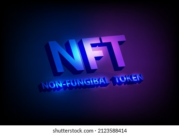 NFT non fungible token. crypto coin for collectible digital art technology vector illustration