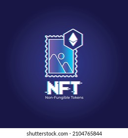 Nft - non fungible token icon vector logo design concept