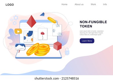NFT non fungible token infographic with lines and dots network. Pay for unique collectible in video, game, art. Isometric vector illustration of NFT with blockchain technology for web banner template.