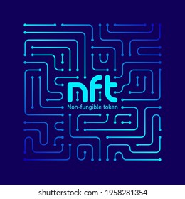 NFT non fungible token logo header banner vector illustration. Digital Art Concept.
