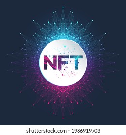 NFT non fungible token. Non-fungible tokens icon covering concept NFT. High-tech technology symbol logo vector