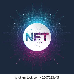 NFT non fungible token. Non-fungible tokens icon covering concept NFT. High-tech technology symbol logo vector