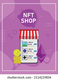 nft non fungible token shop seller for template of banners, flyer, books, magazine cover, and background