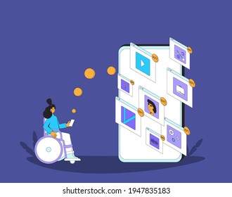 NFT. Non Fungible Token. Vector color illustration.