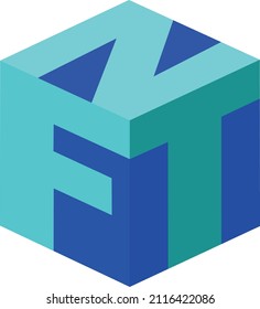 Cuadro de token no fungible de NFT. logotipo 3D. Icono