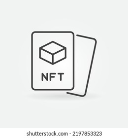 Icono de concepto de vectores de tarjetas Token no fungibles de NFT en estilo de línea delgada