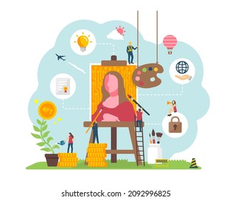 Ilustración vectorial de concepto NFT ( token no fungible )