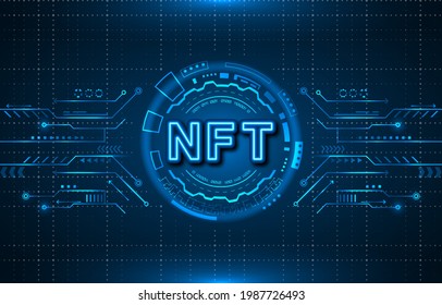 NFT Non-Fungible token with lights. Future background. Crypto art - illustration vector