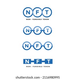 NFT or Non-Fungible Token logo design. For professionals bussiness and community. Blockchain icon of futuristic digital assets consult and management