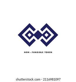 NFT or Non-Fungible Token logo design. For professionals bussiness and community. Blockchain icon of futuristic digital assets consult and management