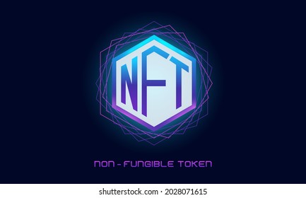 NFT non-fungible token. Non-fungible token text design background.Technology abstract.Futuristic vector.NFT concept