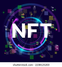 token no fungible de NFT. 
Fondo de diseño de texto de token no fungible.Resumen de tecnología. concepto de NFT