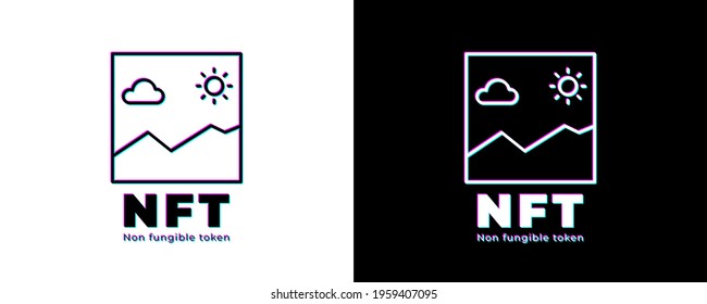 NFT Non-Fungible Token, NFT Text, NFT Logo, Non-Fungible Token Vector Poster, New Digital Currency, Digital Art Transaction, Illustration Background.