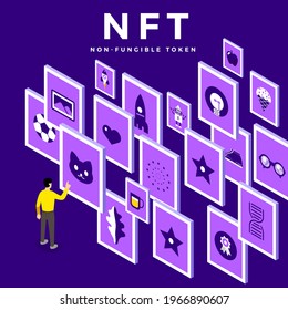 NFT Non-Fungible Token Vector Illustrations.