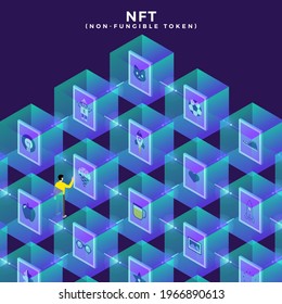 Ilustraciones de vectores de tokens no fungibles de NFT.