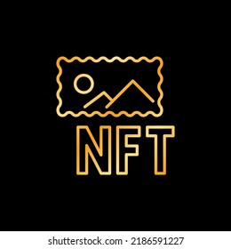 NFT Painting or Art vector concept golden icon or sign in thin line style on dark background