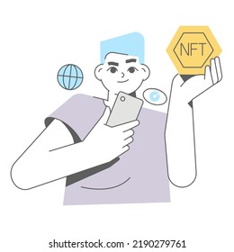 Nft related, bloop vector illustration concept. Editable colors, up scalable.