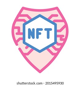 vector de icono de color del escudo de nft. señal de pantalla de nft. ilustración de símbolo aislado
