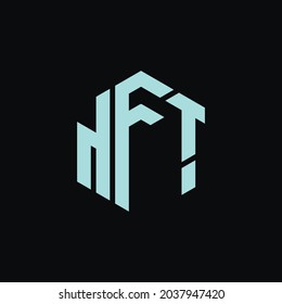 NFT Square Monogram Logo. Nonfungible Tokens Technology. Blue Square Box Shape Logo EPS10.