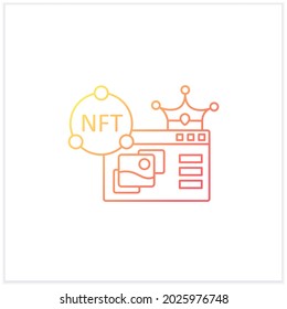 NFT supermarket gradient icon.Ability to buy non fungible tokens. Assets exist in their own cryptosystems.Isolated vector illustration.Suitable to banners, mobile apps and presentation