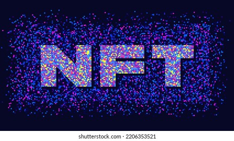 NFT Symbol. Pixeleffekt. Vektorhintergrund