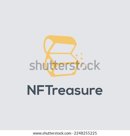 NFT teasure logo design with treasure chest icon template
