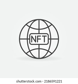 NFT Technology Earth Globe vector concept icon or symbol in thin line style