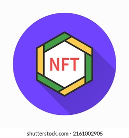 NFT technology icon. Simple illustration with long shadow for graphic and web design.