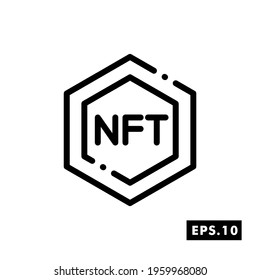 NFT technology line icon. Crypto Icon or Logo Symbol vector illustration