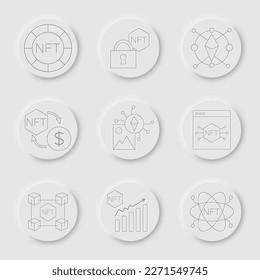 NFT technology line icon set. Crypto Icon or Logo Symbol vector illustration