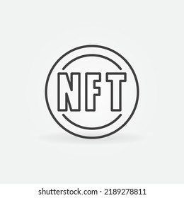 NFT Technology vector concept round outline icon. Non-Fungible Token Cryptocurrency symbol in thin line style