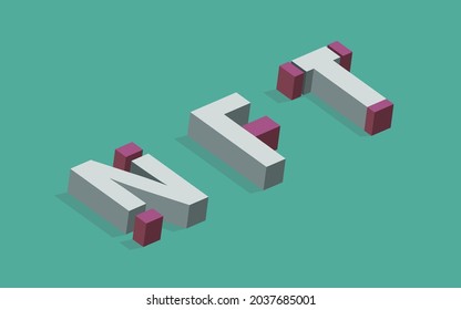 NFT Text Logo 3D Design, Blue Background