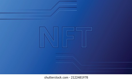NFT text on blue background. Banner for Nft's with copy space.