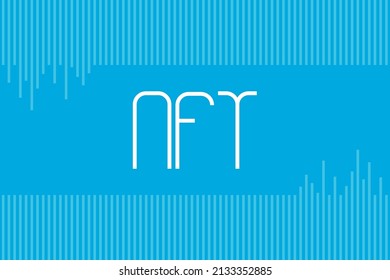 NFT text on blue background. Non-fungible token. NFT typography poster,  banner,  t-shirt design. 