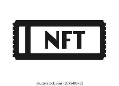 NFT ticket or non-fungible ticket in silhouette vector icon