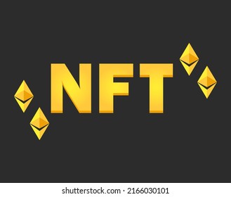 NFT token in crypto artwork. Banner Non-fungible token. NFT  non fungible token in blockchain technology in digital crypto art. ERC20 cryptocurrency and art in cartoon  style