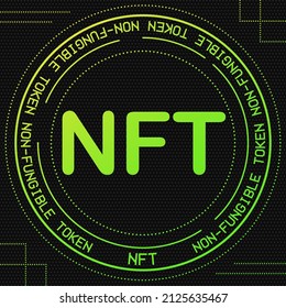 NFT token cryptocurrency vector sign. Blockchain currency logo background illustration