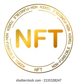 Signo de vector criptodivisa de token NFT. Ilustración de fondo del logotipo de la divisa de la cadena de bloqueo