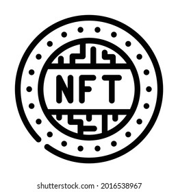 vector de icono de línea de token de nft. símbolo (token) de nft. símbolo de contorno aislado ilustración negra