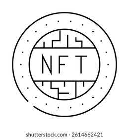 nft token line icon vector. nft token sign. isolated contour symbol black illustration